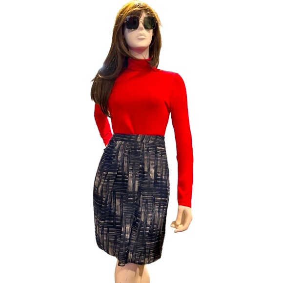 Ann Taylor Dresses & Skirts - Ann Taylor Pleated Crosshatch Print Pencil Skirt